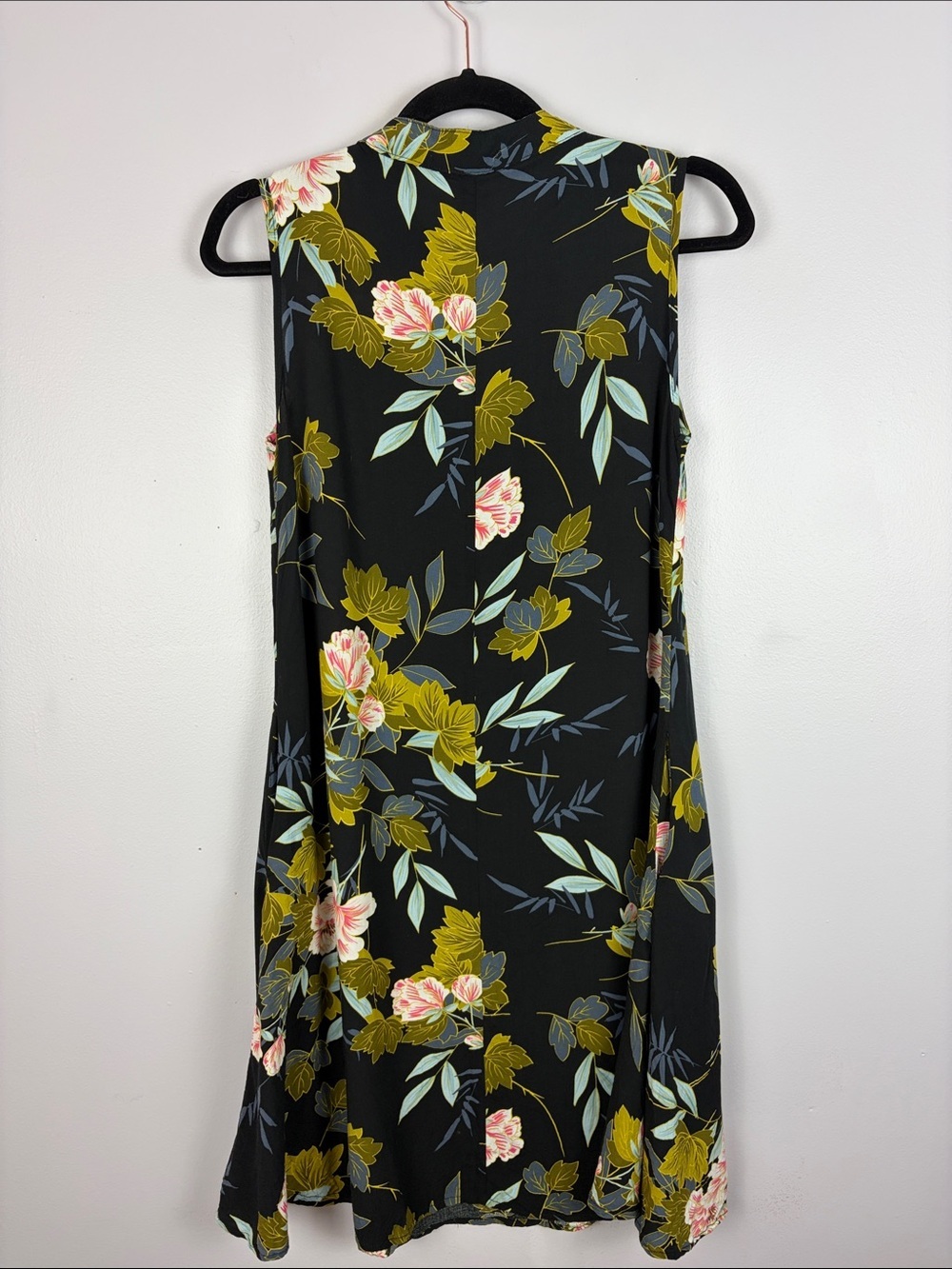 Papillon Floral Sleeveless Tunic Dress XS Black Viscose Pocket Top - Picture 12 of 13